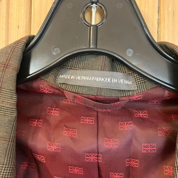 Ben Sherman Mens Bexley Plaid Check Autumn Blazer Jacket Size 46L Brown FA NWT - Picture 6 of 12